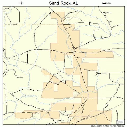 Large Street & Road Map of Sand Rock, Alabama AL Printed poster size