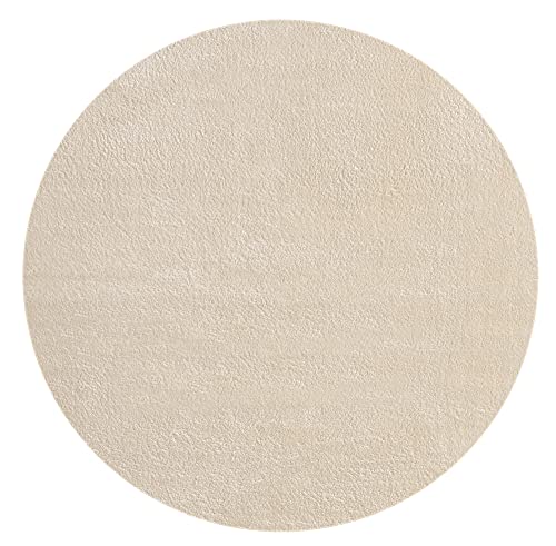 Mia's Teppiche Olivia Wohnzimmer/Schlafzimmer Teppich - waschbar - 120 cm Rund, Beige
