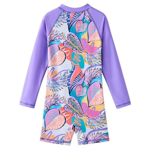 Image of Girls Swimsuit Long Sleeve Rash Guards Swim Suit 4-12Y