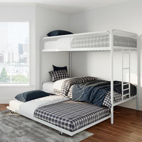 DHP Isaiah Triple Twin Metal Bunk Bed, Off White