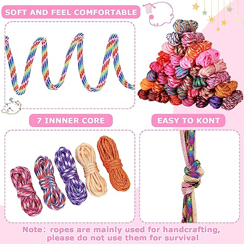 Riakrum 80 Pcs Paracord 550, 10ft Each Multifunction Paracord Ropes Combo Crafting Kits with Drawstring Bag for Making Lanyard Bracelet Dog Collar Idea for Gift Beginner DIY Supplies(Pink Series) by Riakrum - Image 3