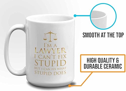 Miniatura 5 de Bubble Hugs Lawyer - Taza de café de 15 onzas, color blanco  I'm A lawyer I Can't Fix Stupid  Funny Witty Attorney US Court Feminist Law Juez Jurado