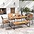 Tangkula 6 Pieces Outdoor Acacia Wood Dining Set, Patio Table and Chairs Set with Bench for 6-7 People, Outdoor Dining Furniture Set with 2" Umbrella Hole for Garden, Backyard and Poolside