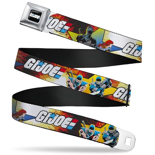 Hasbro Belt, Seatbelt Buckle Belt, GI Joe Storm Shadow Snake Eyes And Scarlett Comic Cover Pose, Youth 20 to 36 Inches