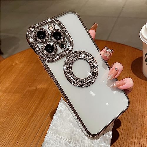 Coque antichoc iPhone 12 Pro Max strass protège objectif argent