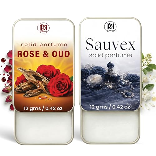 Image of Dr.Mashur Solid Perfume |Rose & Oud&Sauvex Alcohol Free Wax Perfume Balm, Long Lasting | Pocket Tin 12g, Pack Of 2| Non Greasy Smooth Glide, Travel Friendly Men And Women