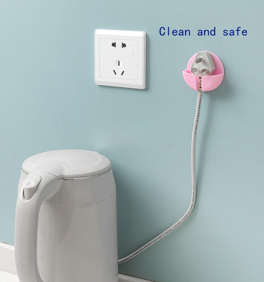 Power Plug Organizers Kitchen Self-Adhesive Socket Hooks Wall Wire Clips Cable Storage Bathroom Hooks, 4 Pack image 5