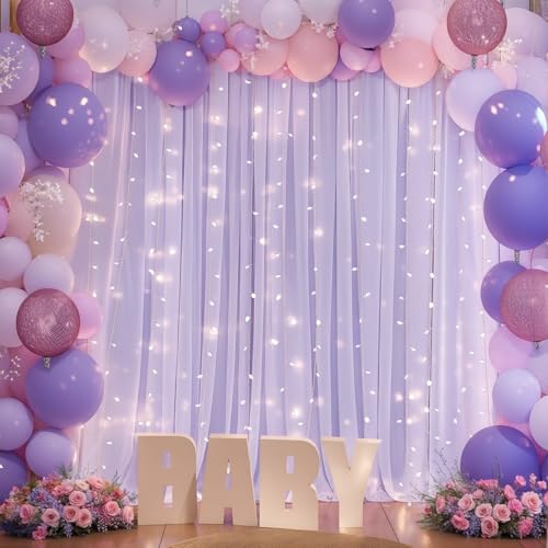Cortina de Fondo Lavanda de 5'x7' con Luces para Eventos miniatura 6