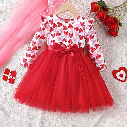 Toddler Kids Girl Heart Print Tutu Skirts Baby Tulle Mini Dresses Ruffle Princess Dress St. ρatricks Day Dressup3