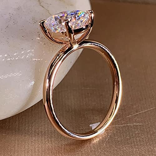 SUKKCCNO 14k Gold Oval Zircon Women's Ring Bridal Wedding Ring Engagement (Size 6)4