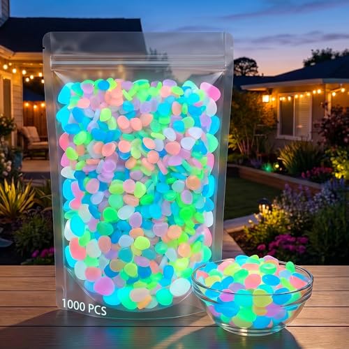 Image of Colorful Glow in the Dark Rocks, 2026 New Outdoor Night Garden River Pebbles, Upgrade Magical Luminous Rocks Gravel Fish Tank Aquarium Stepping Yard Decor (Multicolor-1000pcs)