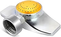 SYOOY 360 Degree Metal Spot Sprinkler for Lawn Garden - 30FT Coverage, Durable Zinc Alloy, Gentle Even Spray, Yellow