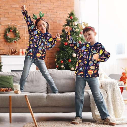 Image of Boys Fleece Jacket Hooded Autumn Winter Long Sleeve Thick Warm Outerwear;3-10 Years Kids Cute Fuzzy Jacket