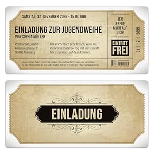 Kartenmachen.de Vintage Jugendweihe Einladungskarten 10 Stück