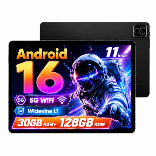 Image of 2026 11 Inch Android 16 Tablet, Tablet with 30GB RAM+128GB ROM, 1TB Expandable, 1280 * 800 Eye-Care LCD Display, 7800mAh Battery, WiFi 6+BT5.4 Ultra-Thin Tablet for Study Entertainment
