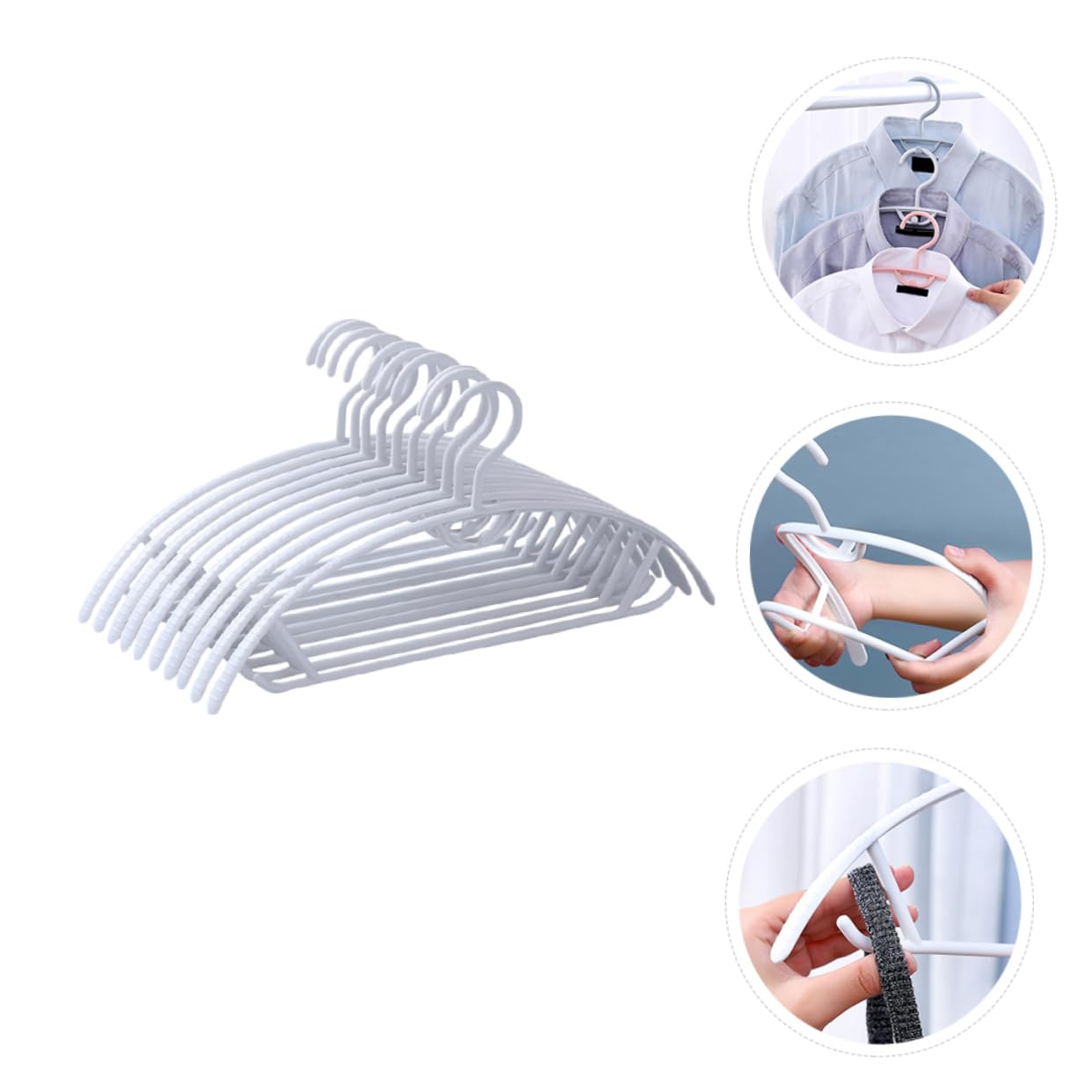 DECHOUS 10pezzi Grucce per Casa in Plastica Tubolare Tacche Rinforzate per Guardaroba Grucce Antiscivolo per Abiti e Cappotti Organizer per Vestiti