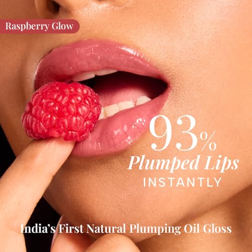 Image of RAS Luxury Oils Hydrating 4-in-1 Super Plump Lip Oil Gloss, Balm, Plumper & Gloss with SPF 20 | Enriched with Natural Oils, Peptides & Hyaluronic Acid - Raspberry Glow