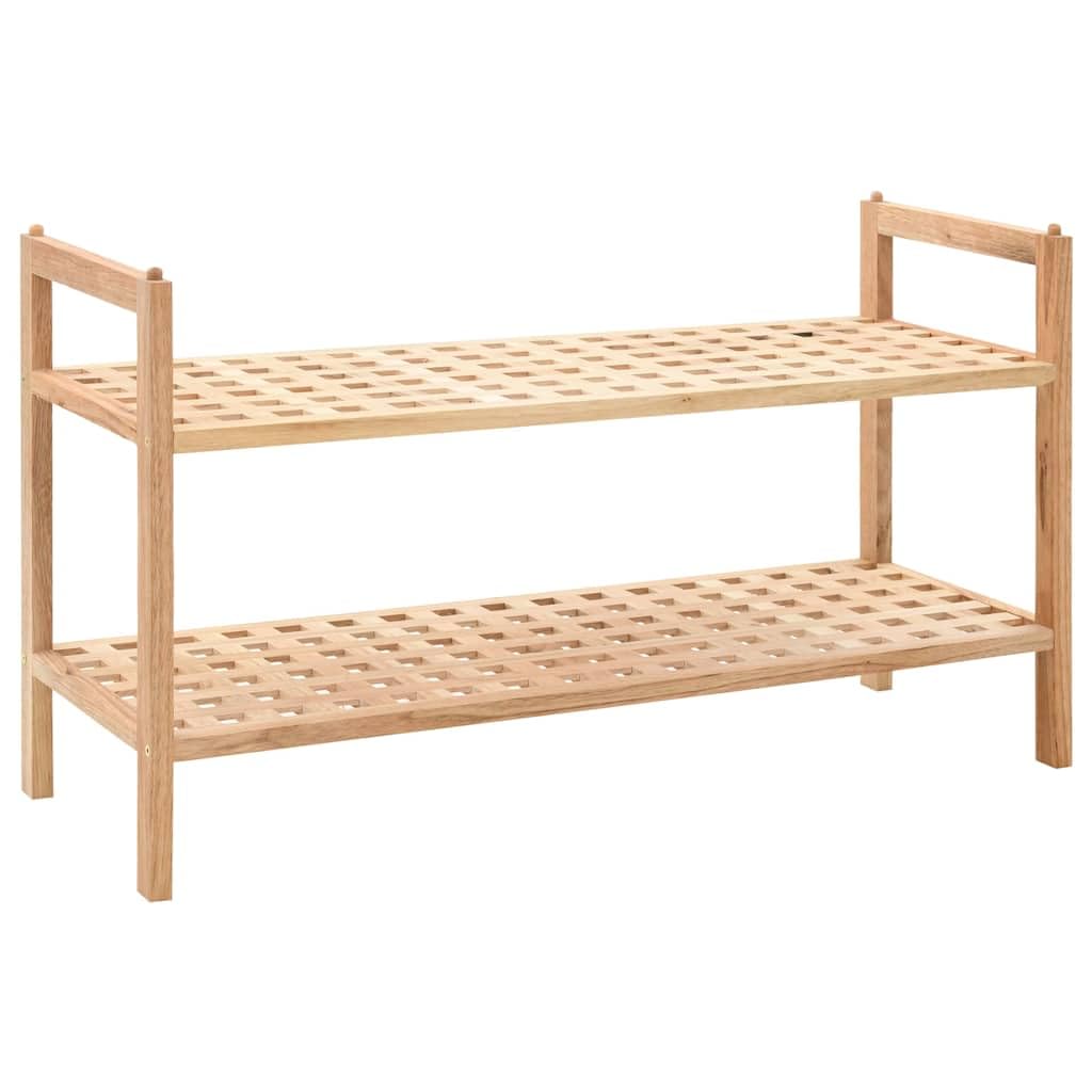 Schuhregal aus massivem Walnussholz 69x26x40 cm mit 2 Ablagen, platzsparend und stapelbar für Flur, Diele und Eingangsbereich, stabile Schuhablage und Ordnungssystem