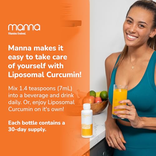 Manna Vitamins Evolved Liposomal Liquid Curcumin for Advanced Absorption - Best Turmeric Supplement for a Healthy Life