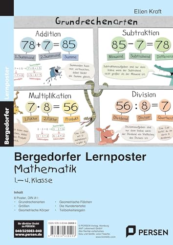 Lernposter Mathematik 1.-4. Klasse: 6 Poster für den Klassenraum (Bergedorfer® Lernposter)