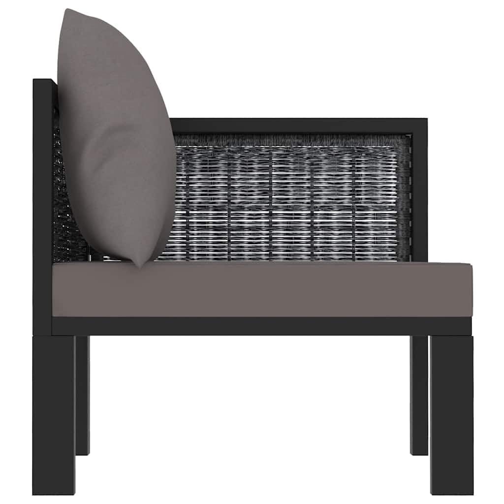 Divano lounge resistente alle intemperie per interni ed esterni, elemento angolare per divano modulare da esterni, in polyrattan, con cuscino confortevole e bracciolo sinistro in antracite