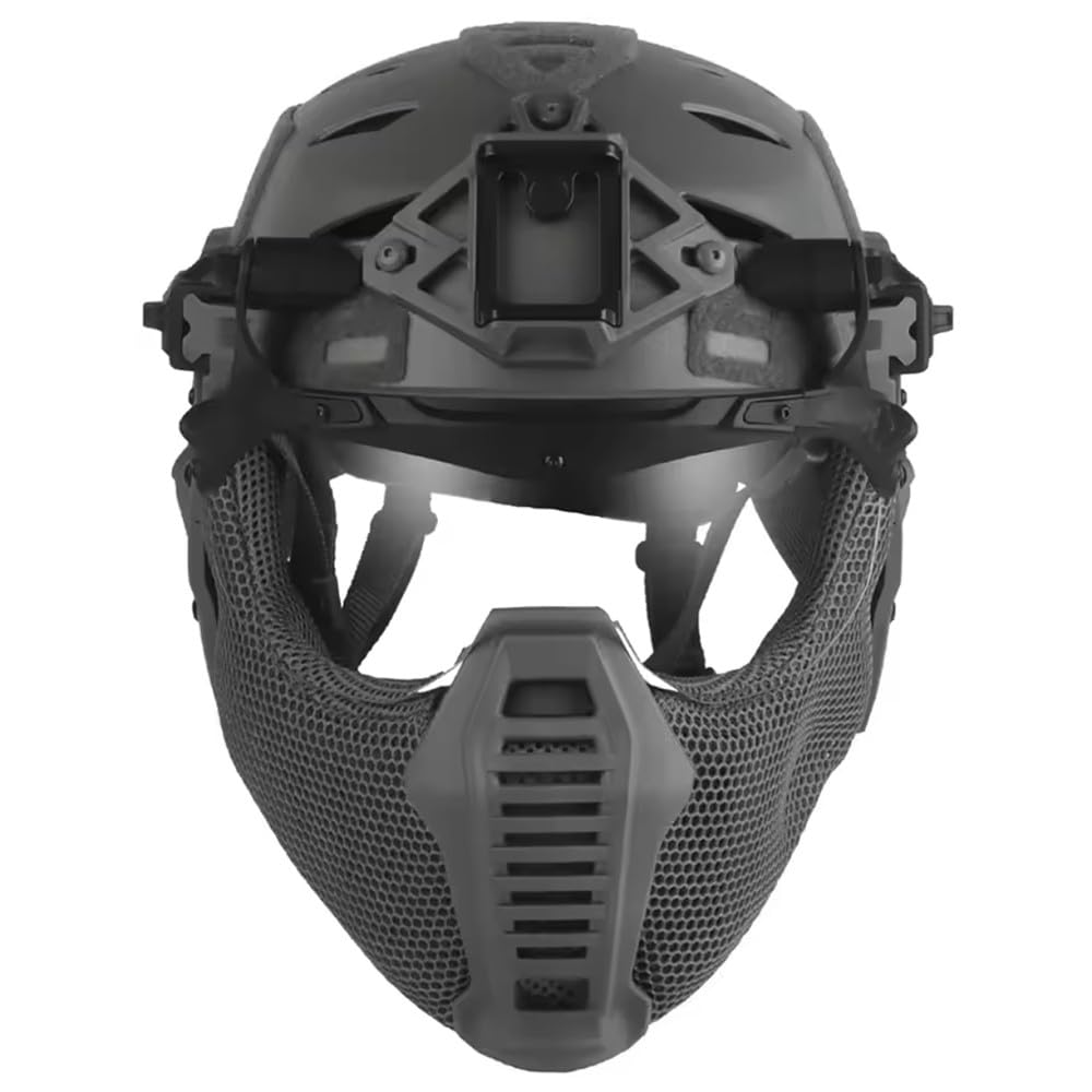 Fotrsta E Airsoft Pj Fast Helmet With Detachabl Mesh Mask And Anti-Fog Visor, Full Coverag Tactical Helmet For Paintball Wargam Hunting Shooting Outdoor Training