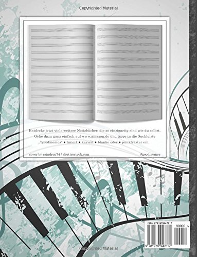 Notenheft: DIN A4 • 48 Seiten, 24 Blatt, 12 Systeme, „Traumhaft“ • Original #GoodMemos Schulheft • Mit Inhaltsverzeichnis und Seitenzahlen, Noten-Lineatur 14