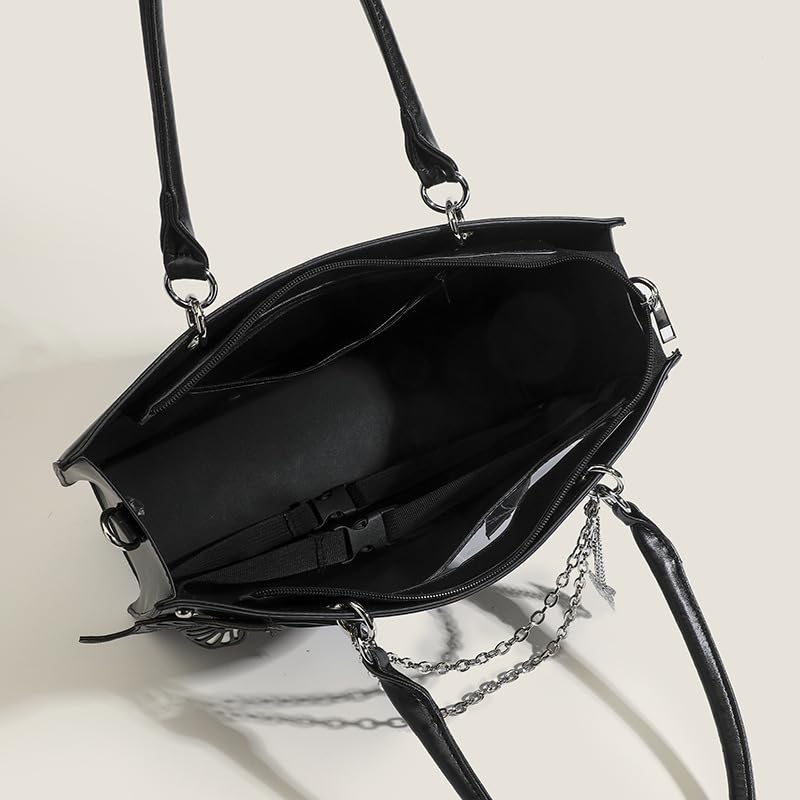 Cute Y2K Gothic Handbag Women, Trendy Aesthetic Vintage Goth Punk Croquette Top Handle Kawaii Shoulder Crossbody Bag2