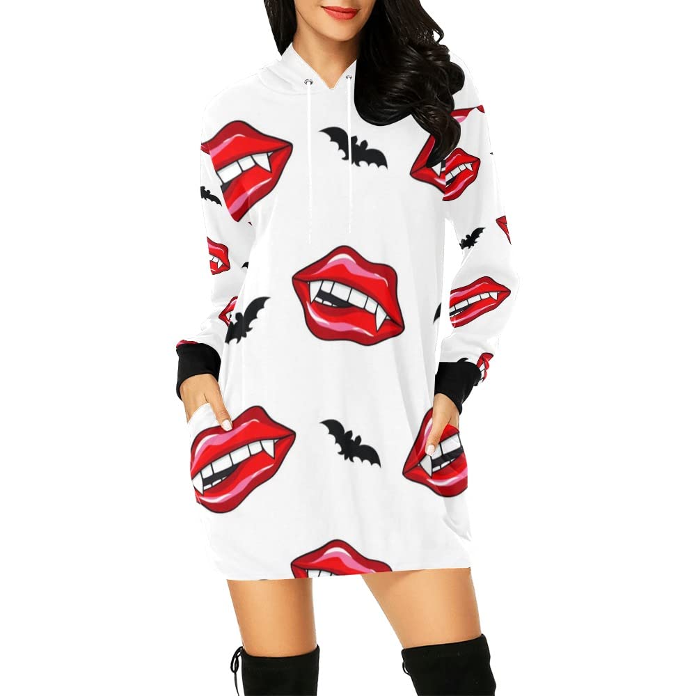 Treble Clef Music Hoodie Dress Women's Hooded Sweatshirt Drawstring Long Sleeve Pullover