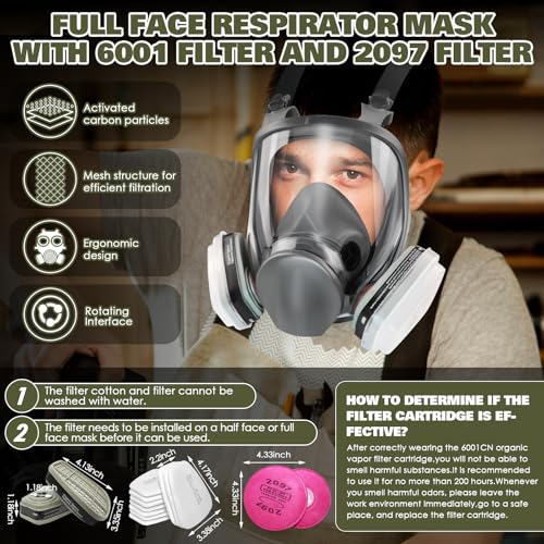 Full Face Respirator Mask - Gas Masks Survival Nuclear and Chemical with Filters. - Image 6