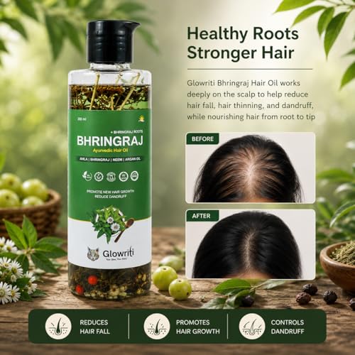 Image of Ayrvedic Natural Maha Bhringraj Hair Oil (200ml) - For Controlling Hair Fall | Reduce Dandruf | Nourishing Oil For Healthy Hair Growth | Paraben & Silicone-Free Suitable For All Hair Types