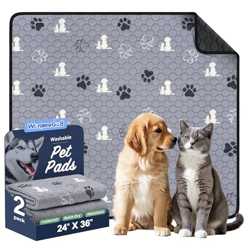 Image of WanpeeGoo Washable Pee Pads for Dogs, Waterproof, 24 x 36 in, 2 Pack, Gray