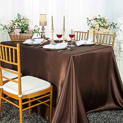 Wedding Linens Inc. 553 90 Inch X 132 Inch Rectangular Seamless Satin Tablecloths Table Cover Linens cover