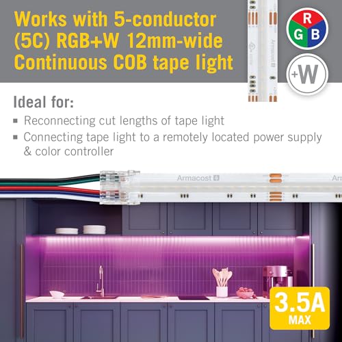 Image of Armacost Lighting 5 Pin COB RGB+W 48 inch Tape to Wire LED Strip Light Connectors, 3 Pack 761821N