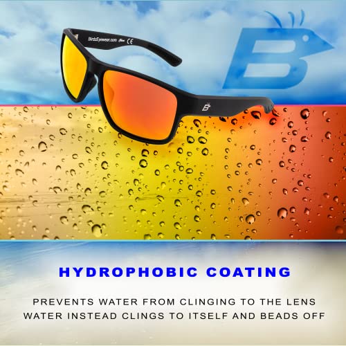 Birdz Eyewear Glide 2 Pairs Sunglasses for Men or Women Scratch Resistant Lens Lightweight Black Square Frame Green and Red Mirror Lens3