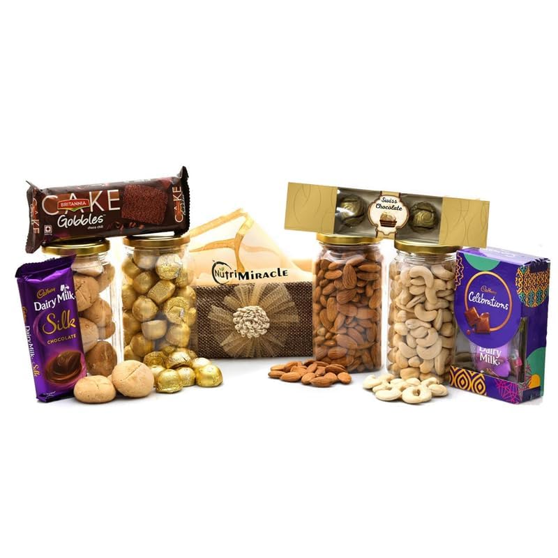 Image of NUTRI MIRACLE Diwali Dry Fruits and Nuts Gift Pack | Guests Corporate Office Gifting | Diwali Card