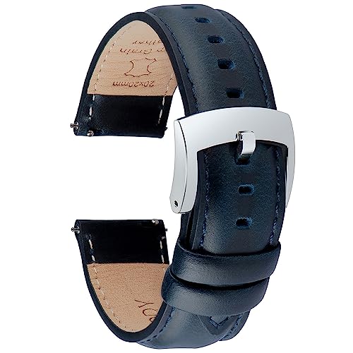OTTOODY Leather Watch Bands Quick Release, Elegant Top Grain Leather Watch Straps for Men & Women, Choice of Color & Width - 18mm, 19mm, 20mm, 21mm or 22mm Wristbands Bracelet for Watch & Smartwatch