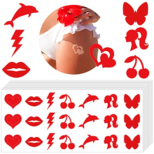 210 Pieces Tanning Sunbathing Stickers Perforated Body Stickers for Tanning Self Adhesive Tanning Bed Sticker Tanning Heart Lips Stickers Tanning Butterfly Dolphin Stickers, 7 Styles (Mixed Style)