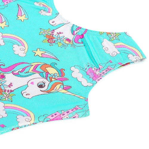 Leotards for Girls Gymnastics Toddler Dance Biketards Mermaid Unicorn Athletic Dance Wear Shiny Rainbow Blue Hotpink