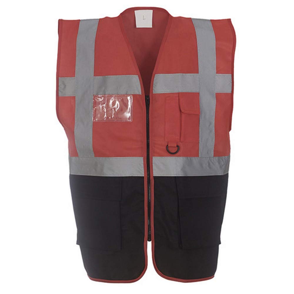 Yoko Hi-Vis Premium Executive/Manager Waistcoat / Jacket (3XL) (Red/Black)