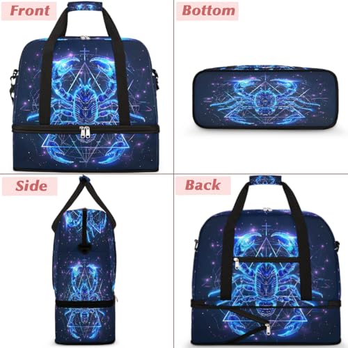 Glowing Animal Scorpion Travel Duffle Bags With Shoes Compartment for Women Men Weekender Overnight Bag Foldable Sports Tote Gym Carry On Luggage Handlebag for Travel Yoga Hospital Workout3