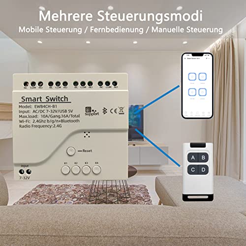 Jane Eyre 4 Channel WiFi Smart Jog Switch/Self-Locking Relay USB 5V/AC85V-250V Input, eWeLink APP, Can be Controlled via Bluetooth, Compatible with Alexa Google Home - Image 4