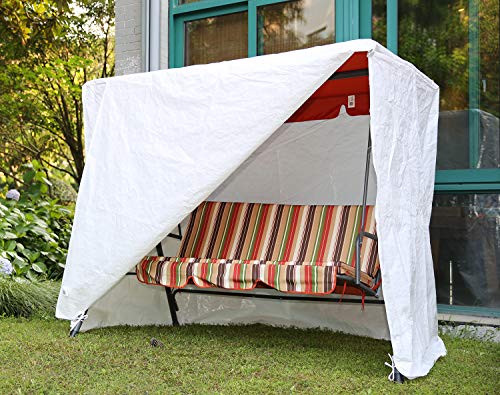 Angel Living Premium Balancín Protectora, Funda de Tela Revestimiento de PVC, con 2 Cremalleras, 171x112x151cm (Blanco)