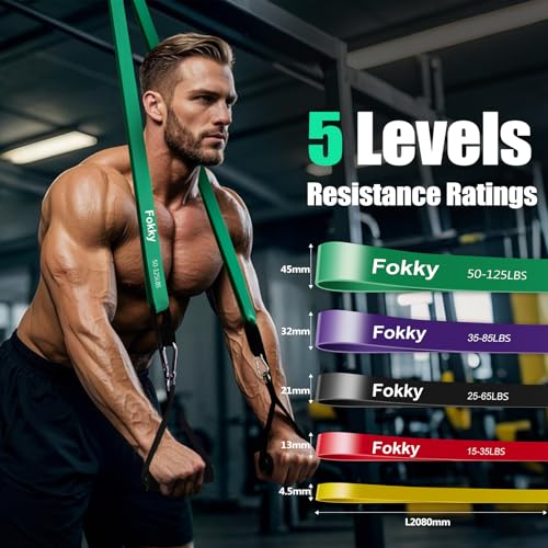 Fokky Resistance Bands Pull Up Bands Set, 5 Levels Resistance Bands set Men Women, Pull Up Assistance Bands with Door Anchor,Handles - Image 3