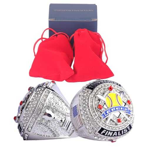 Image of 2 pcs Pack or 12 pcs Pack Softball Championship Trophy Ring Award Gift for Tournament Champion Team palyers Awards Trophy on Side Size 9.5