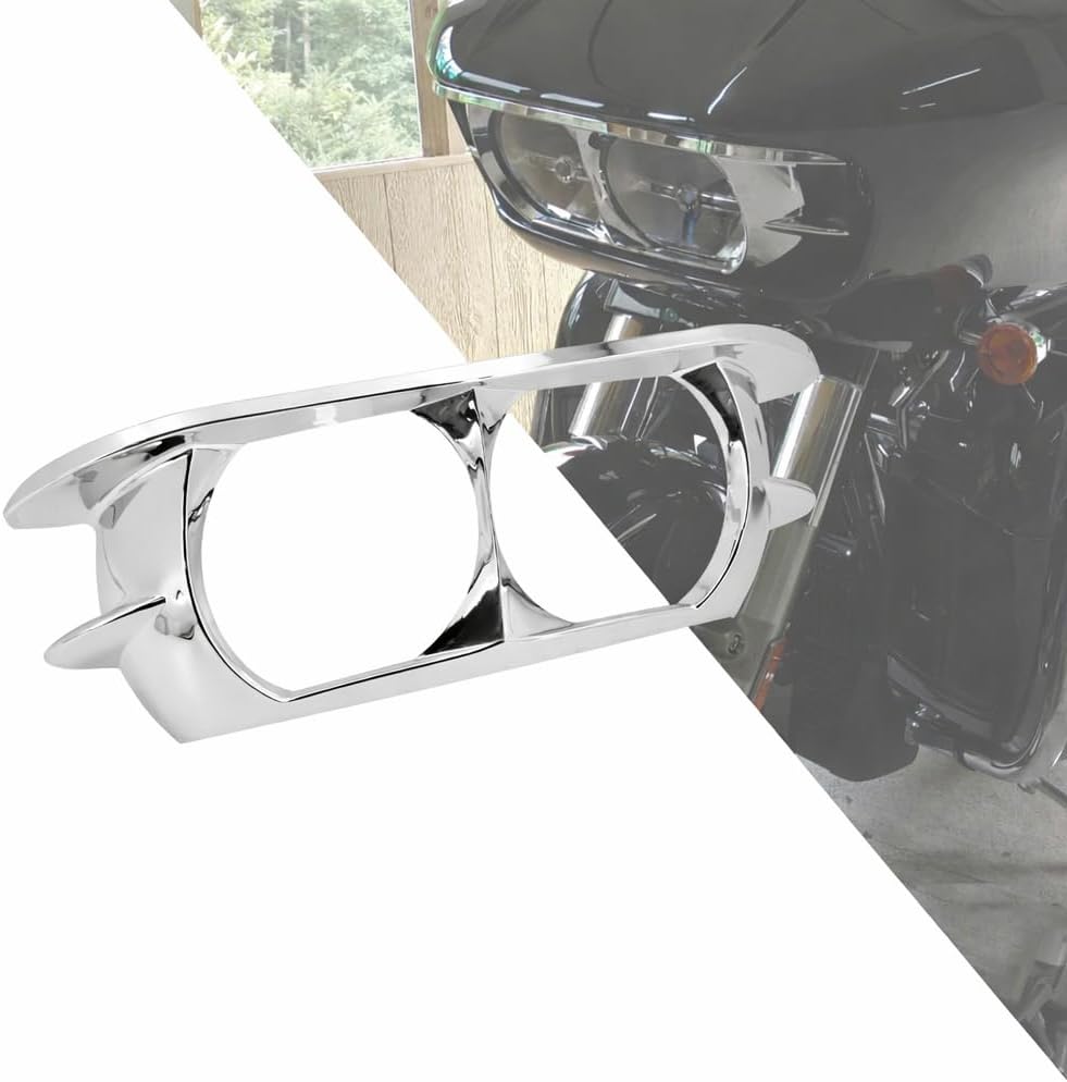HDBUBALUS Motorcycle Headlight Bezel Trim Ring Cover Dual Headlamp Bezel Fit for Harley Road Glide 2015-Later Chrome