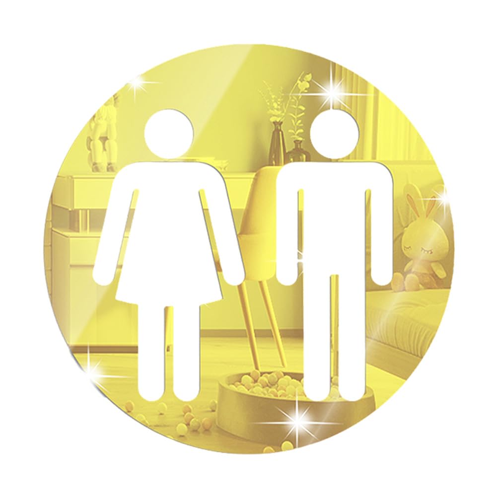 Toilet Bathroom WC Sign Sticker 3D Mirror Wall Sticker Man Woman Toilet Bathroom Washroom WC Decal Restroom Decor Art Wall Home Living Office Decoration Stickers Door Accessories Wall Sticker