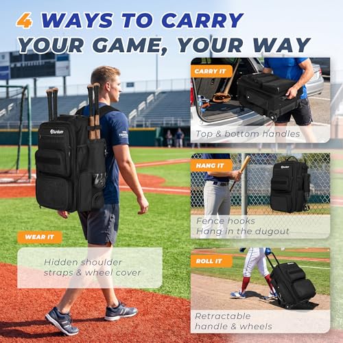Sturdum 70L Rolling Baseball Backpack