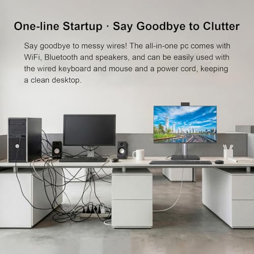 Image of 23.8 Inch All-in-One Desktop Computer,i7 CPU,8GB RAM 256GB SSD,Win 11 Pro PC,Height Adjustable & Swivel Stand,HD Webcam,WiFi 5, Bluetooth,Built-in Speaker,AIO with Keyboard and Mouse for Home Office