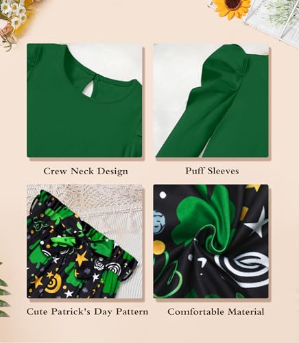 Image of MIGU Toddler Girl Clothes,Girls Fashion Clothes Puff Sleeves Shirt Pants Headband 3Pcs Girls Gifts Sets